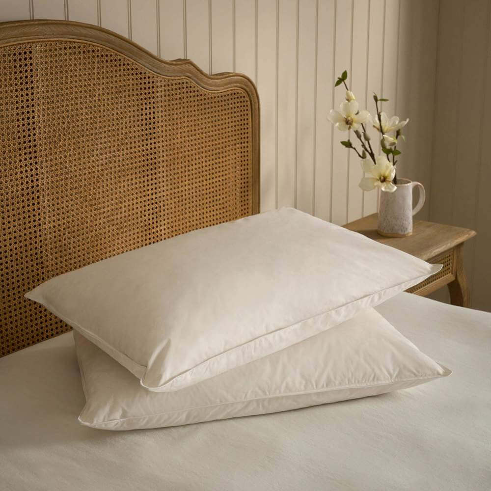 Duck Feather Pillow Pair, Feather & Black
